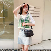 Stripes Crossbody Bag - Brown